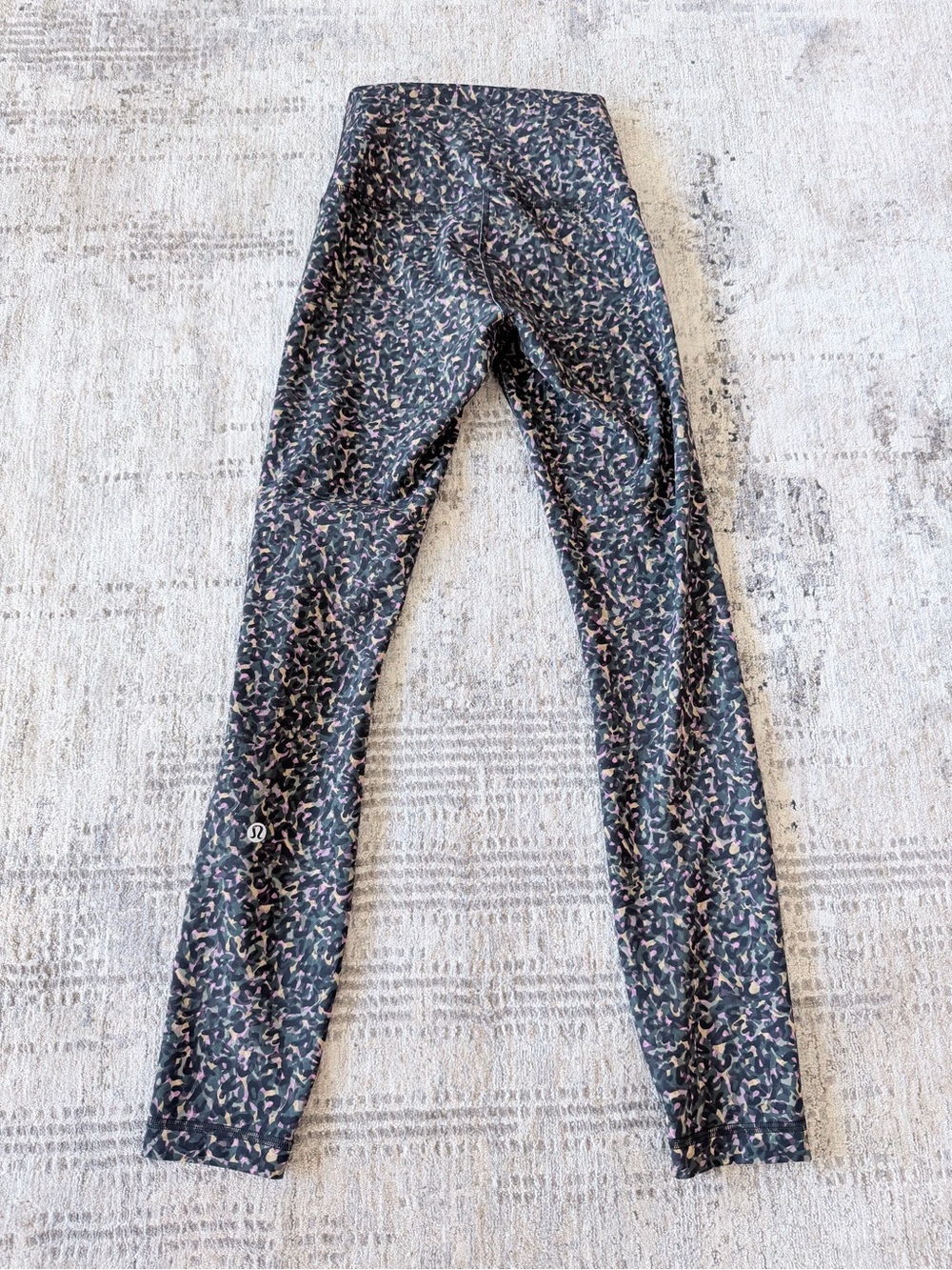lululemon athletica Black Leggings with Pink and Green Speckle Print